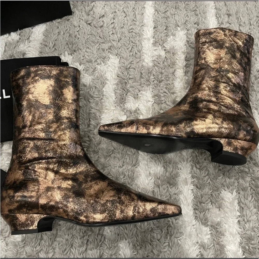 Chanel G34284 18K Laminated Goatskin Boots